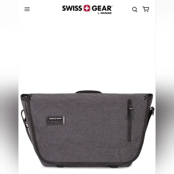 SwissGear Charcoal Black Messenger Bag, Laptop Bag - Picture 4 of 7